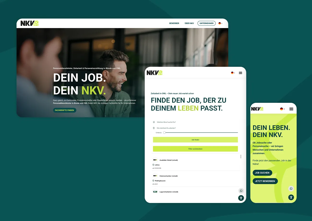NKV-Website auf Desktop, Tablet und Smartphone