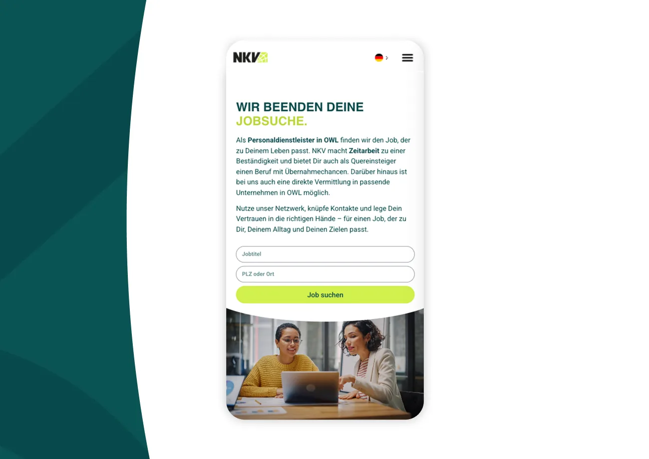 Jobsuche mit Filter nach Beruf und Ort auf dem Smartphone