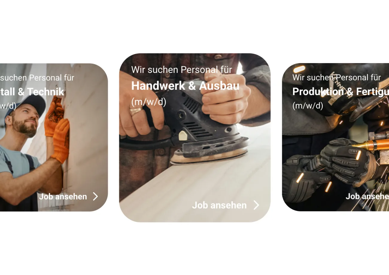 Job-Slider mit Stellen nach Branche